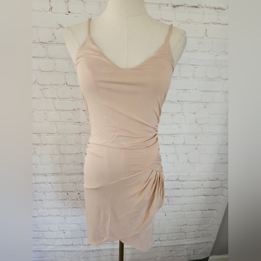 Revolve Krisa Gather Cami Dress | Nude | Small | EUC